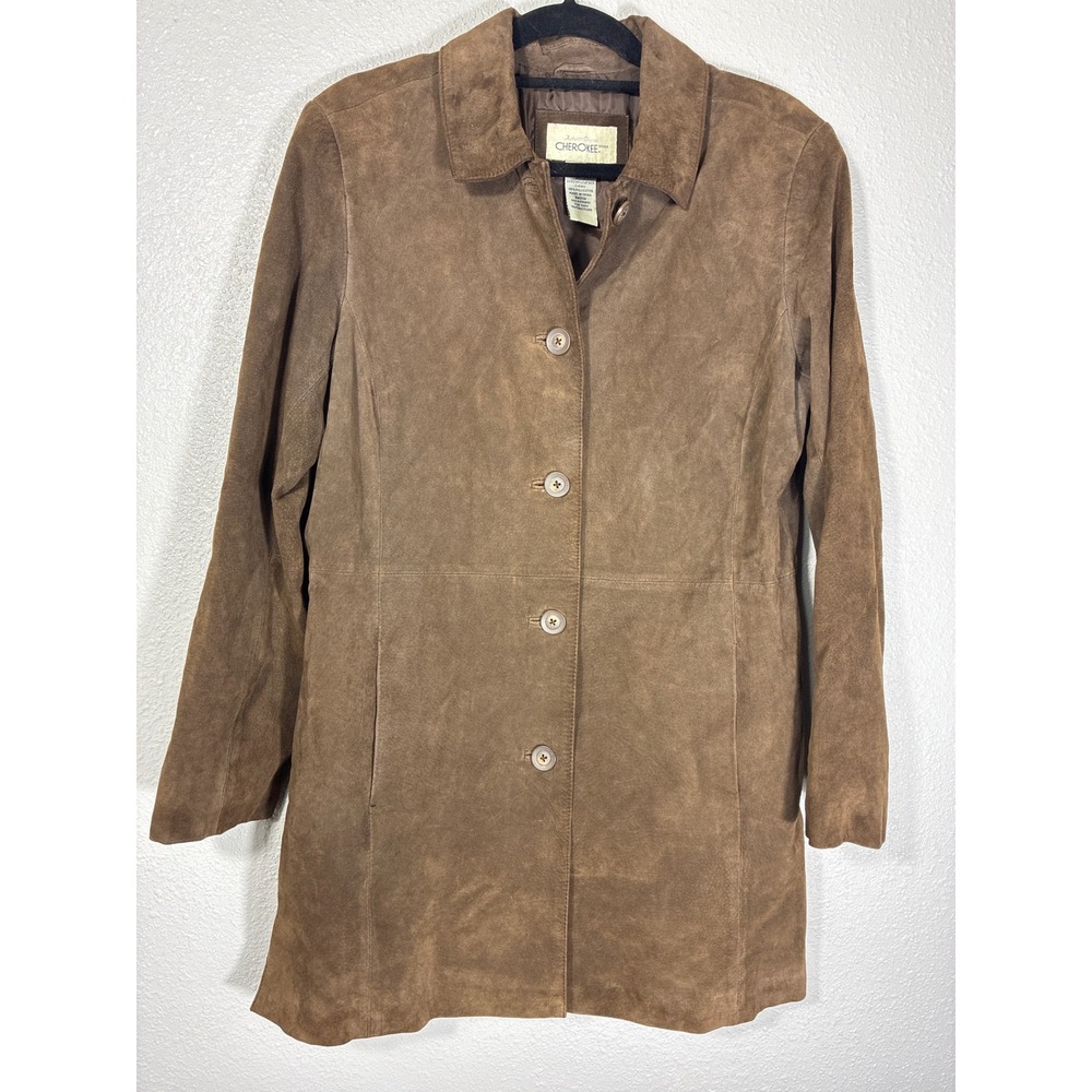 Cherokee Brown Genuine Leather Coat‎ Jacket Womens Large